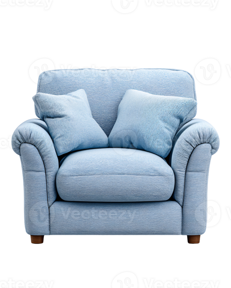 Cozy Light Blue Armchair with Soft Cushions for Comfortable Living png