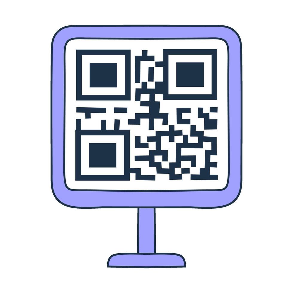 Standalone QR code display. Information kiosk, public access. Simple, clear presentation vector