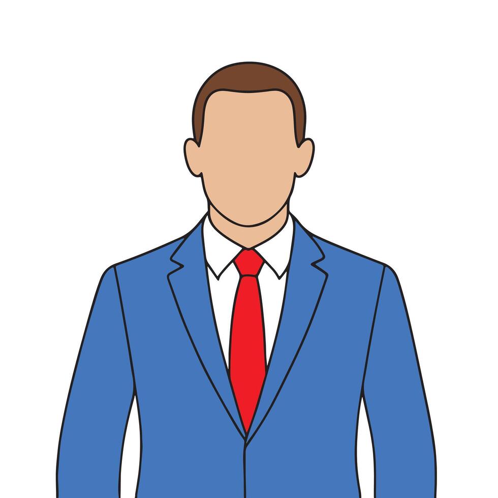 Professional illustration of a businessman in a blue suit with a red tie perfect for branding design presentations websites and business related creative work vector