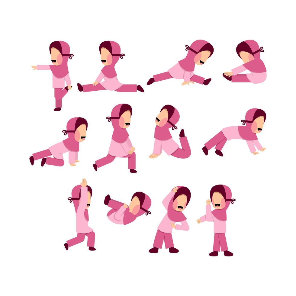 Muslim Kid Stretching Collection vector