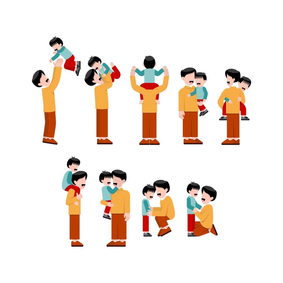 Happy Father And Little Son Collection vector