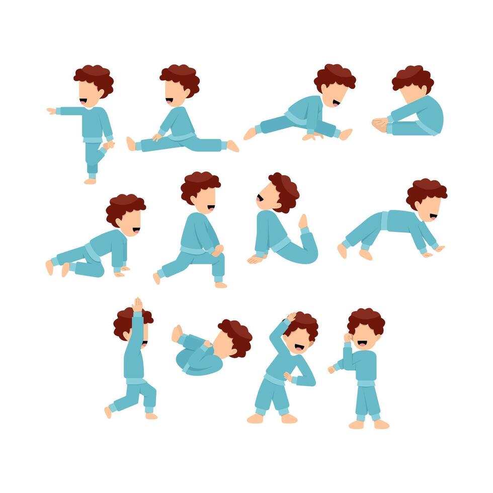 Little Boy Stretching Collection vector