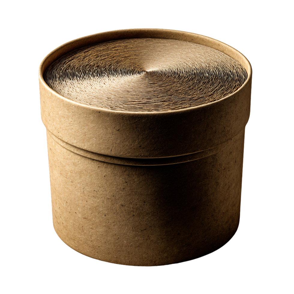 Elegant Round Kraft Paper Box with Smooth Lid and Simple Design for Various Uses png