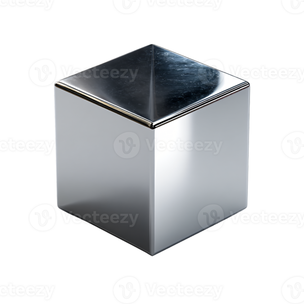 Reflective geometric cube with shiny surface png