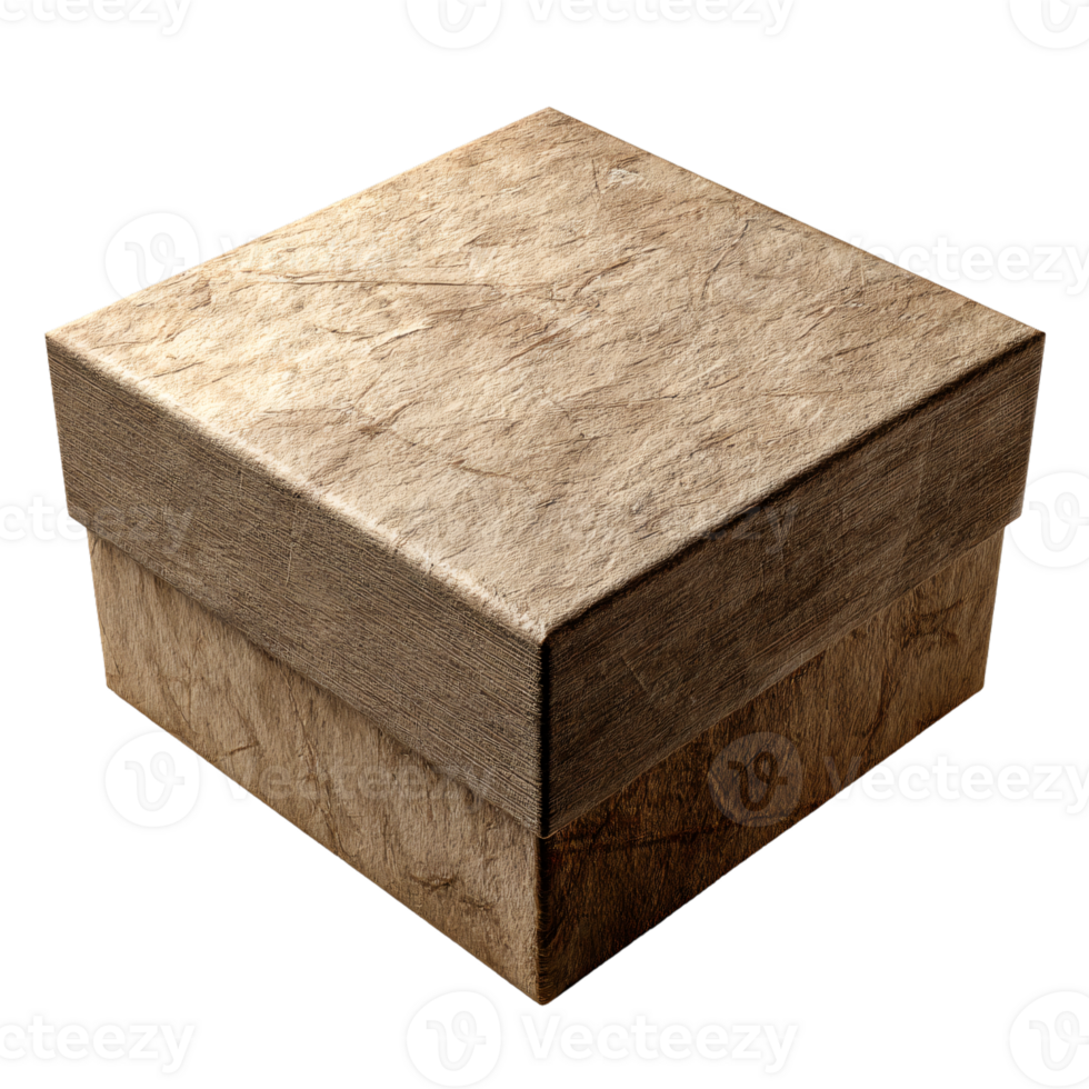 Elegant Rustic Square Box Made of Natural Materials for Gift or Storage Purposes png