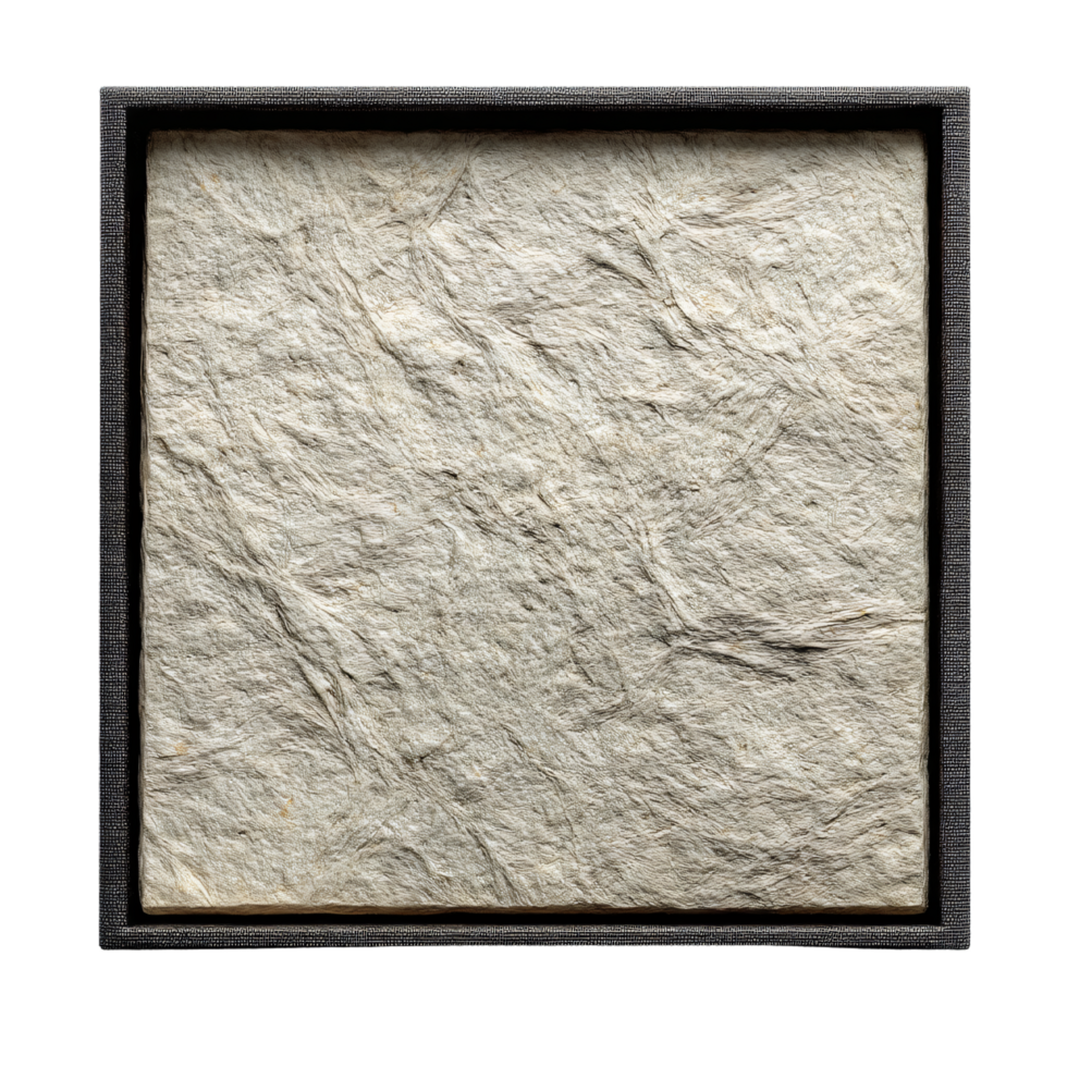 Textured Natural Paper in Dark Frame Showing Unique Patterns and Earthy Tones png
