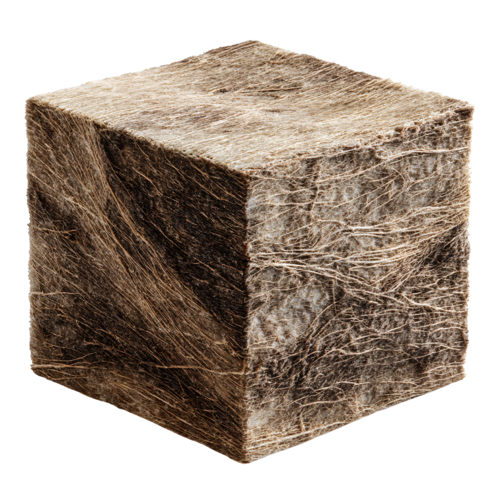 Textured Natural Fiber Cube Displaying Organic Elegance and Rustic Aesthetic png