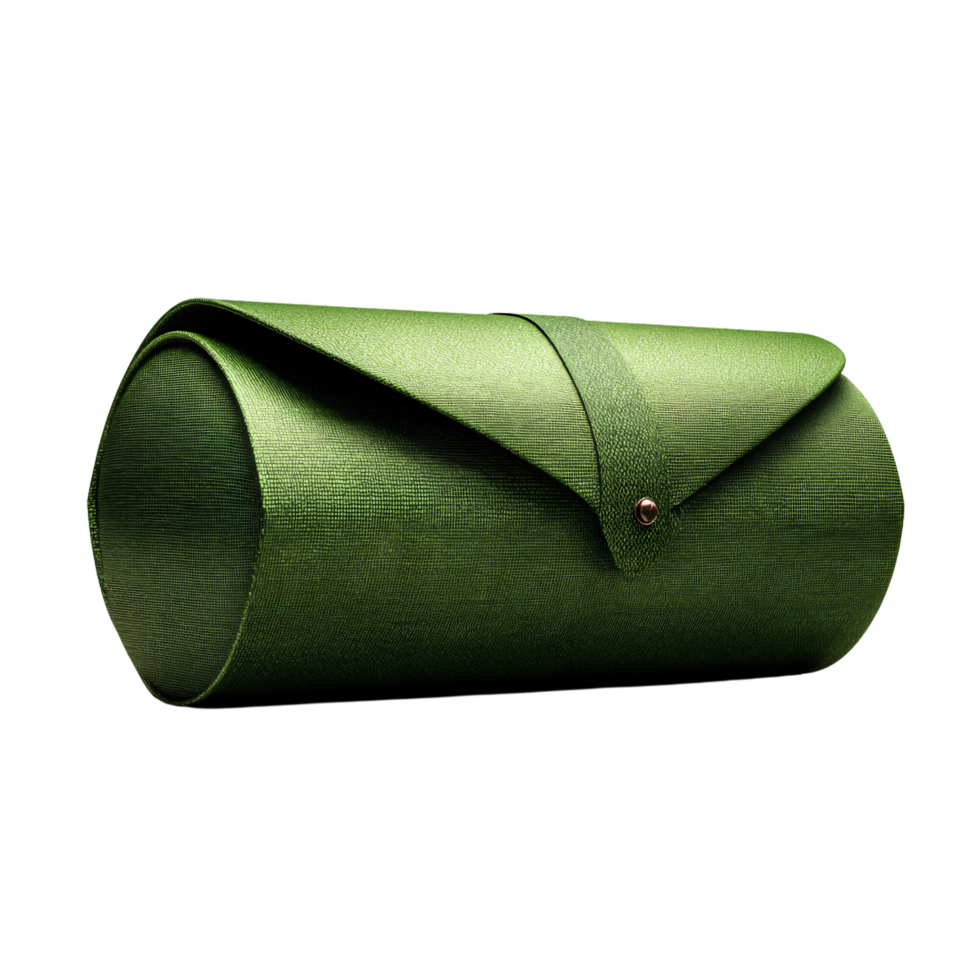 Elegant Green Rolled-Up Fabric with Sleek Closure for Stylish Presentation and Display png