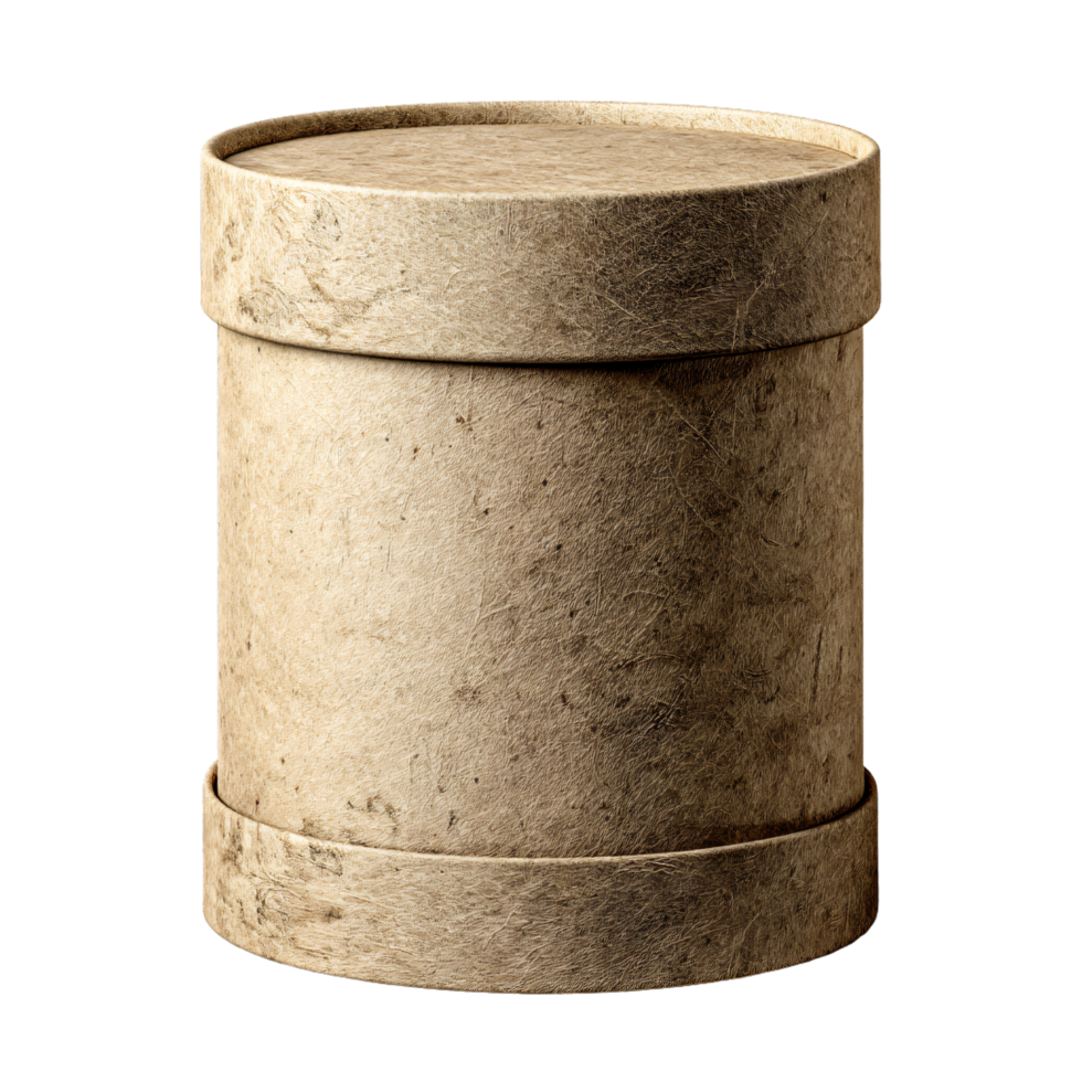 Simple Round Craft Cylinder Container with Natural Paper Texture and Rustic Appearance png