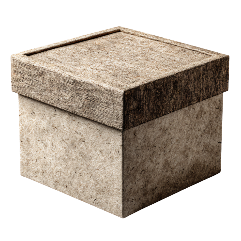 Natural Texture Square Box with Lid Made from Eco-Friendly Material for Storage png
