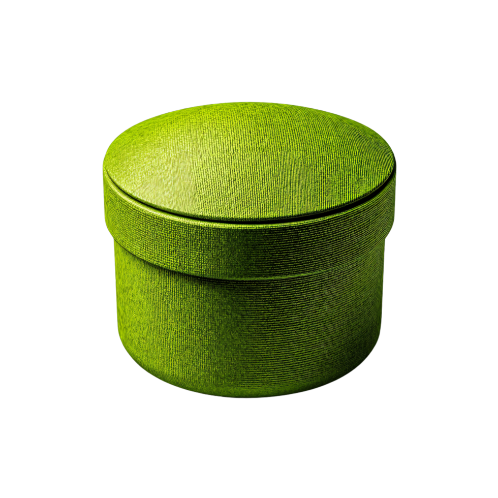 Elegant Green Round Box with Lid for Gift or Storage Use in Minimalist Style png