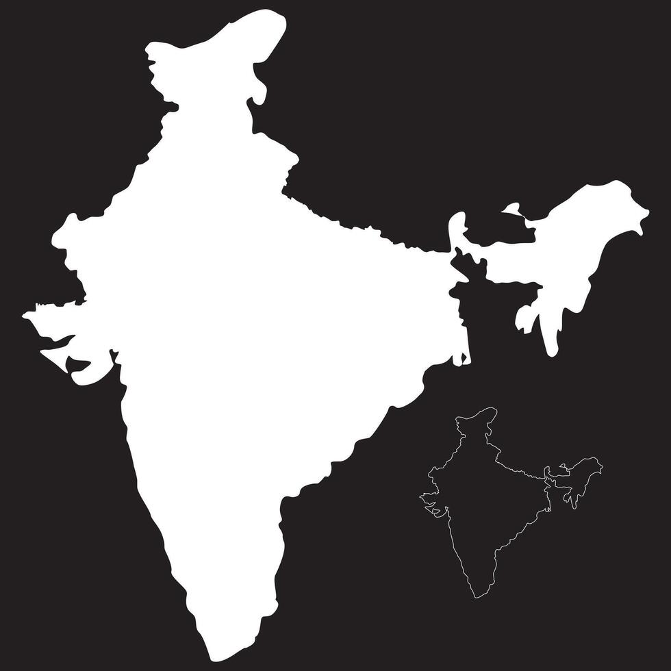 Realistic Indian topographic map silhouette design. India map silhouette. India political map with national borders. Realistic boundary Indian map silhouette. vector