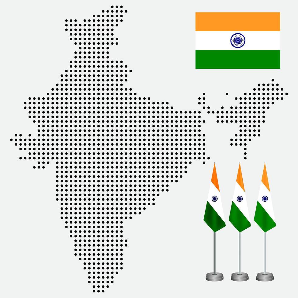 Realistic Indian topographic dotted map silhouette design. India map silhouette. India political map with national borders. Realistic boundary Indian map silhouette. vector