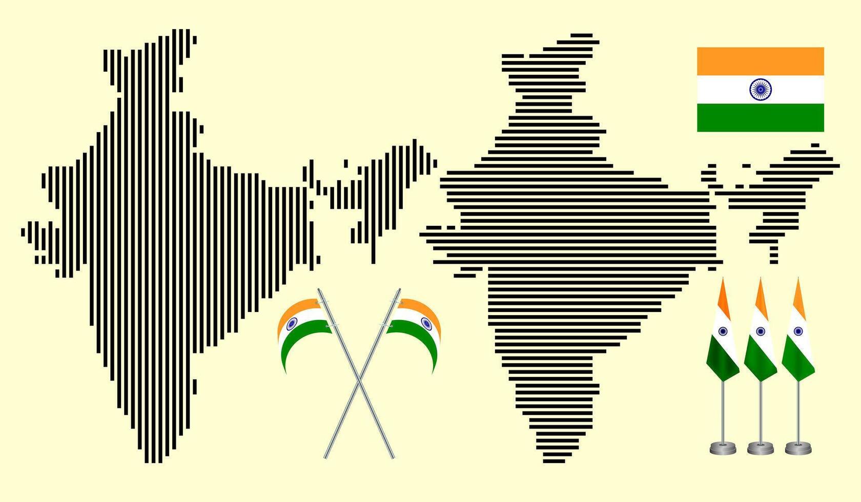 Realistic India line map design. India dotted line map silhouette. India political line map with national borders. Realistic Indian boundary. States boundaries line map of India geography look vector