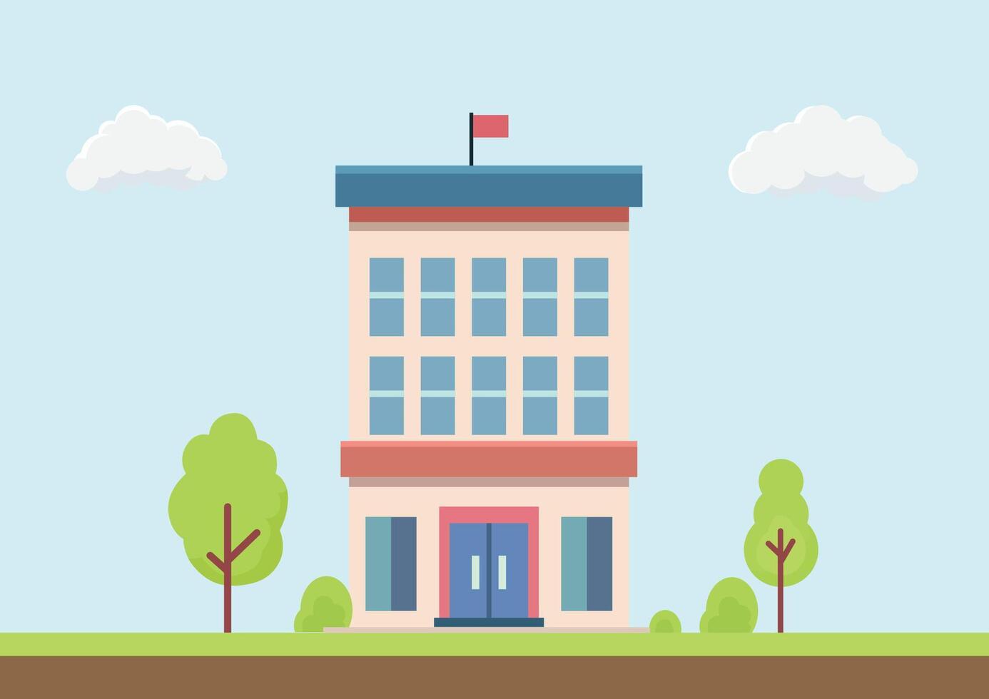 simple flat office or apartment building on sky background vector