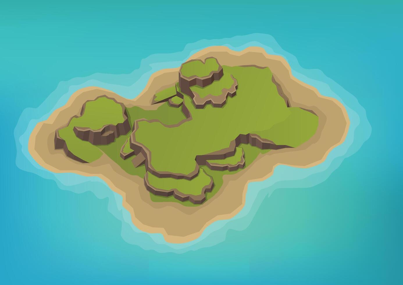 Beautiful isometric nature island on the midlle ocean vector