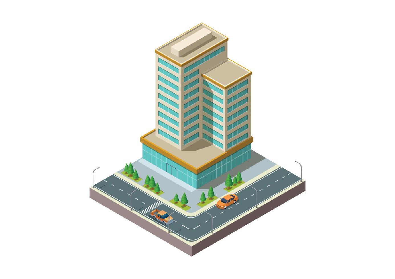 Isometric modern building for game asset vector