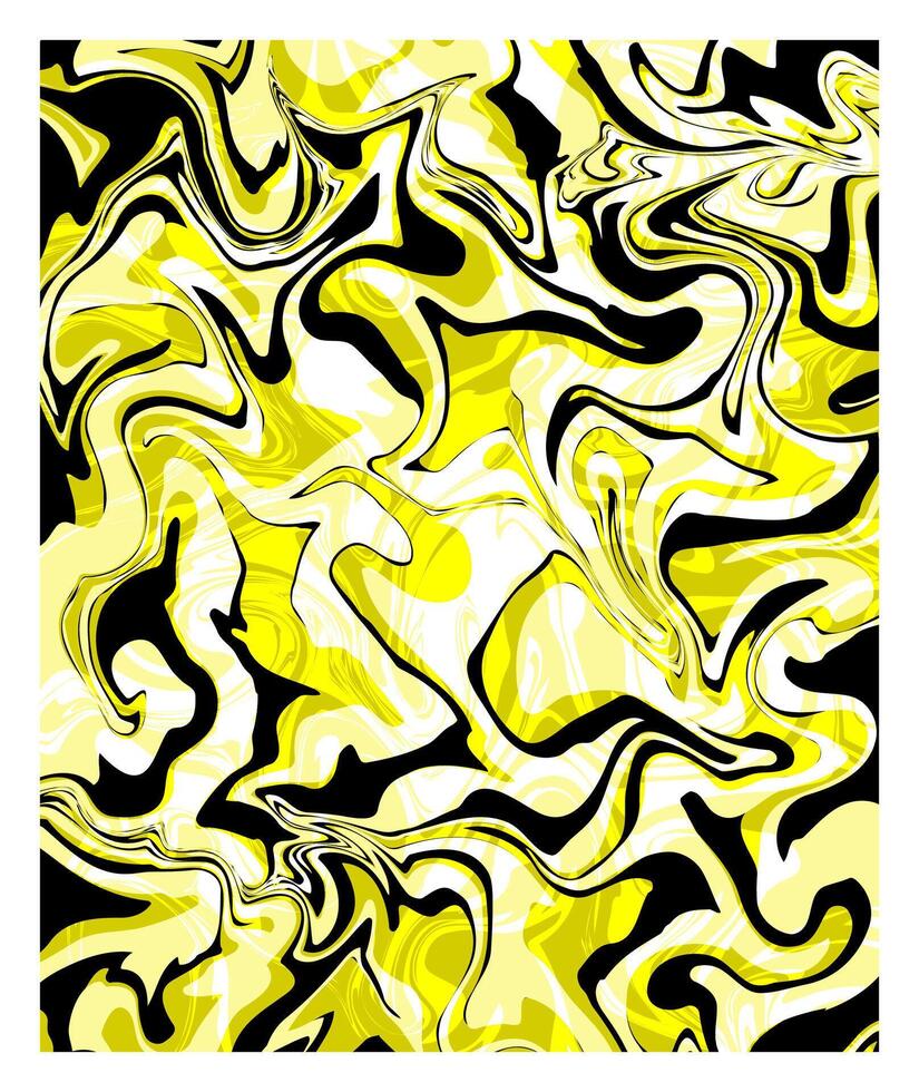 Marble texture. Dynamic liquid pattern in black, yellow, white, orange. bright wavy lines. fluid background for your design project vector