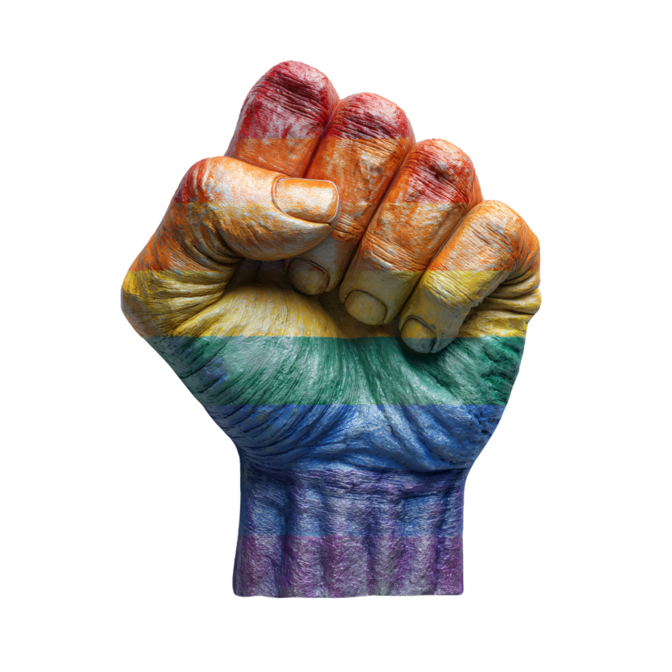 Colorful Fist Symbolizing Pride and Unity in LGBTQ Movement png