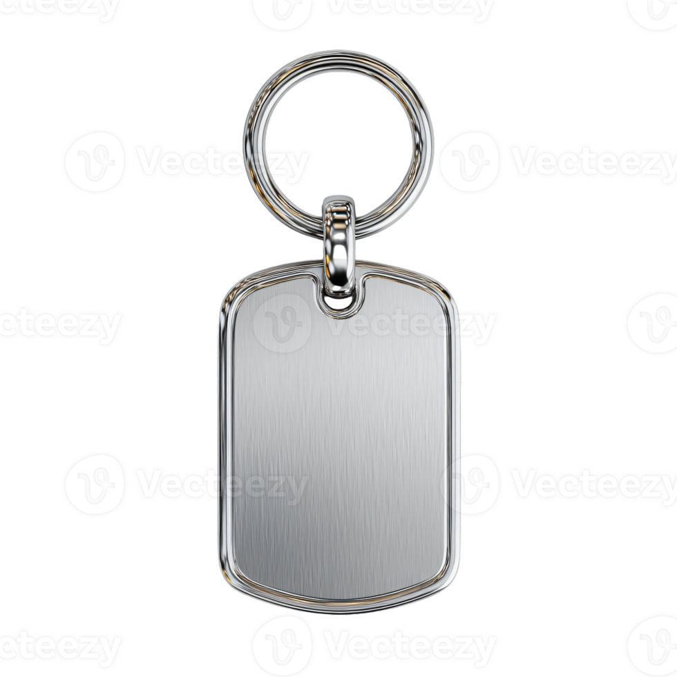 Silver Keychain with Blank Tag for Personalization or Branding Use png