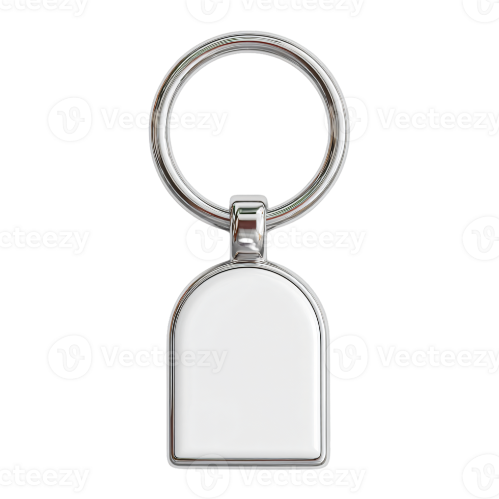 Silver Keychain with Blank Tag for Customization and Personalization png