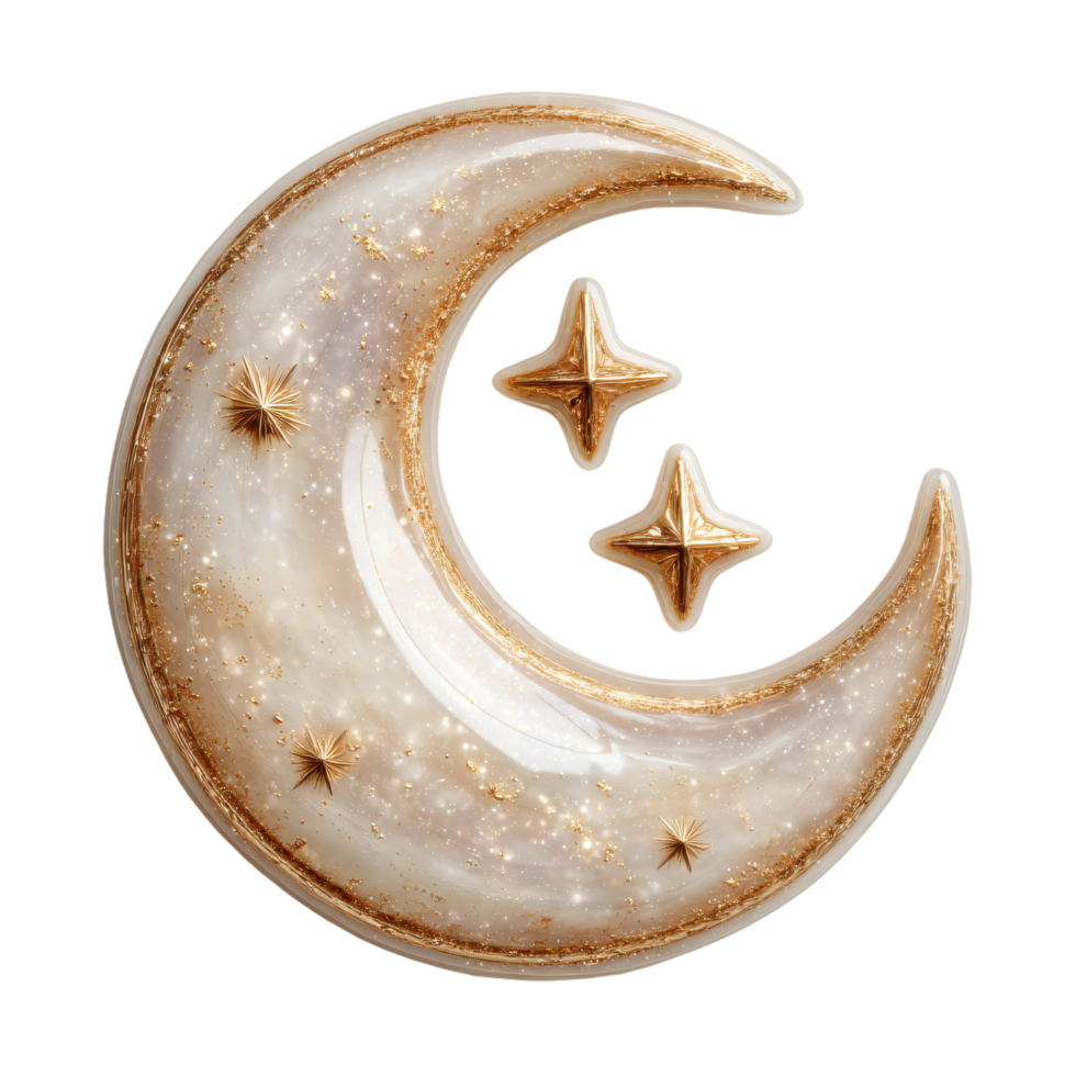 Elegant Moon and Stars Design with Shimmering Gold Accents png