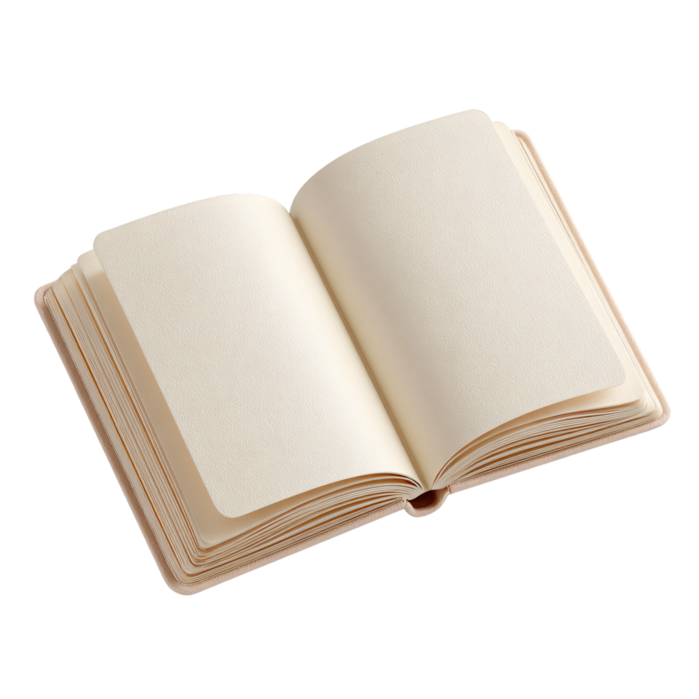 Open Blank Book with Cream Pages and Soft Cover png
