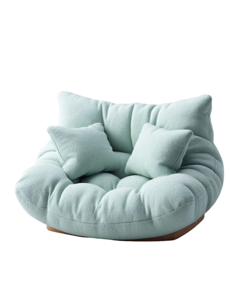 Cozy Mint Green Plush Chair with Soft Cushions for Relaxation png