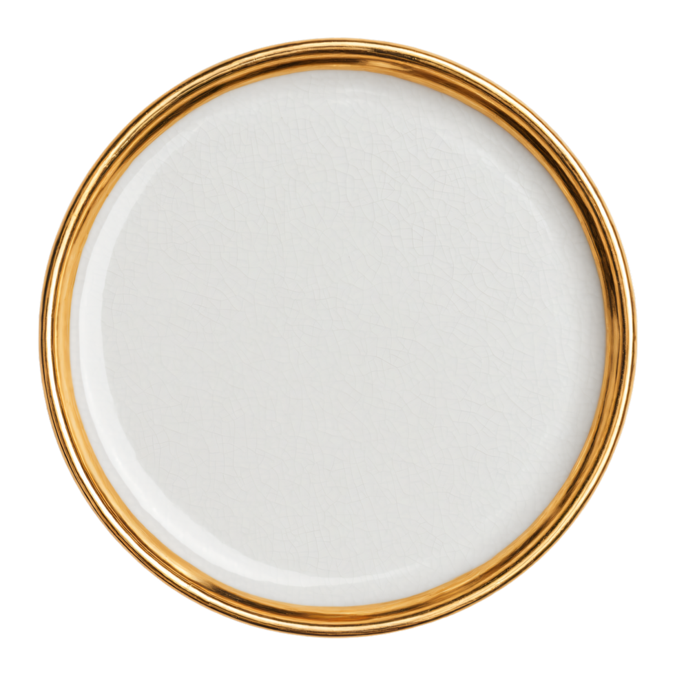 Elegant White Plate with Gold Rim for Dining and Decor Purposes png