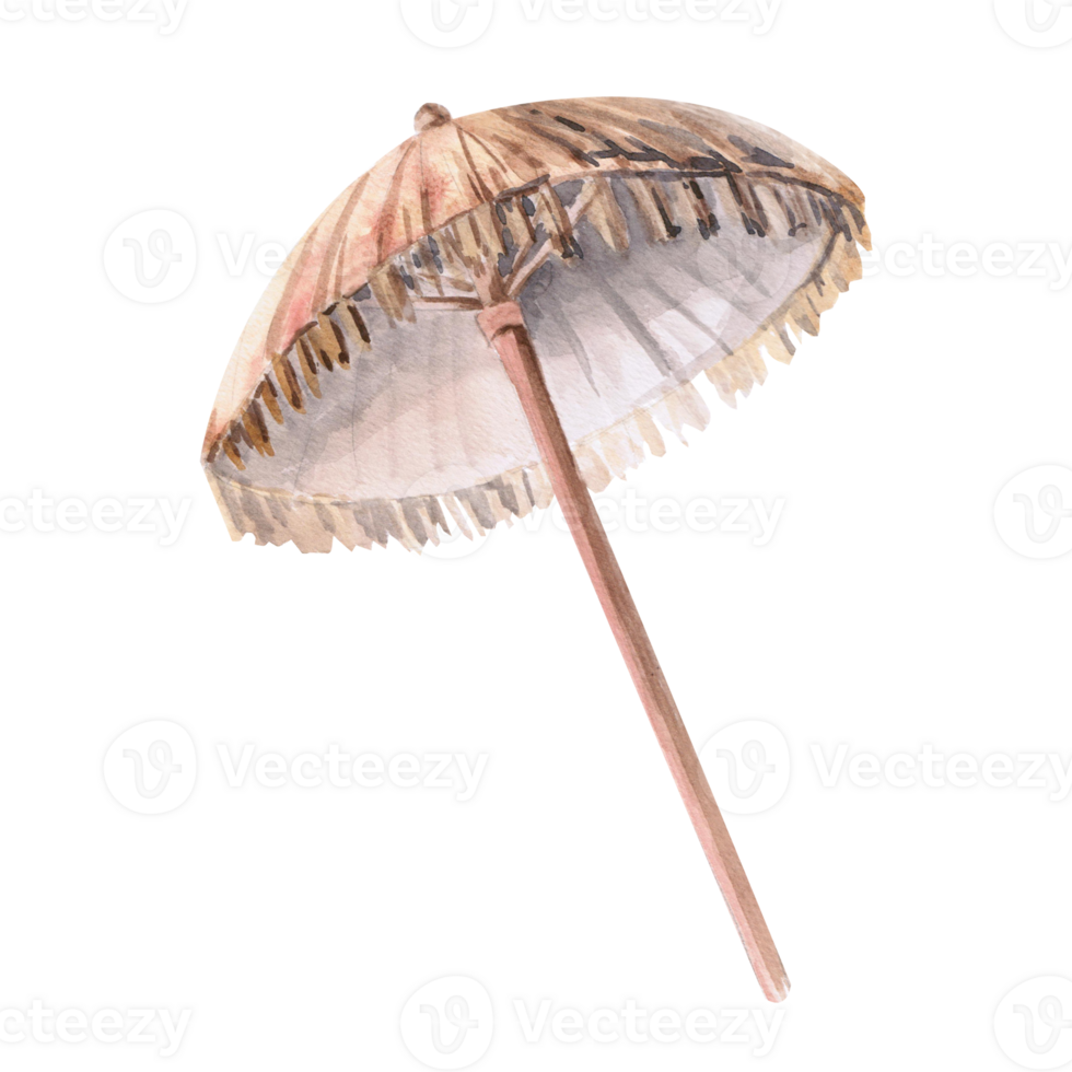 Beach umbrella, front view Isolated watercolor illustration for the design of shops, tourist sites, summer cafes and restaurants. png