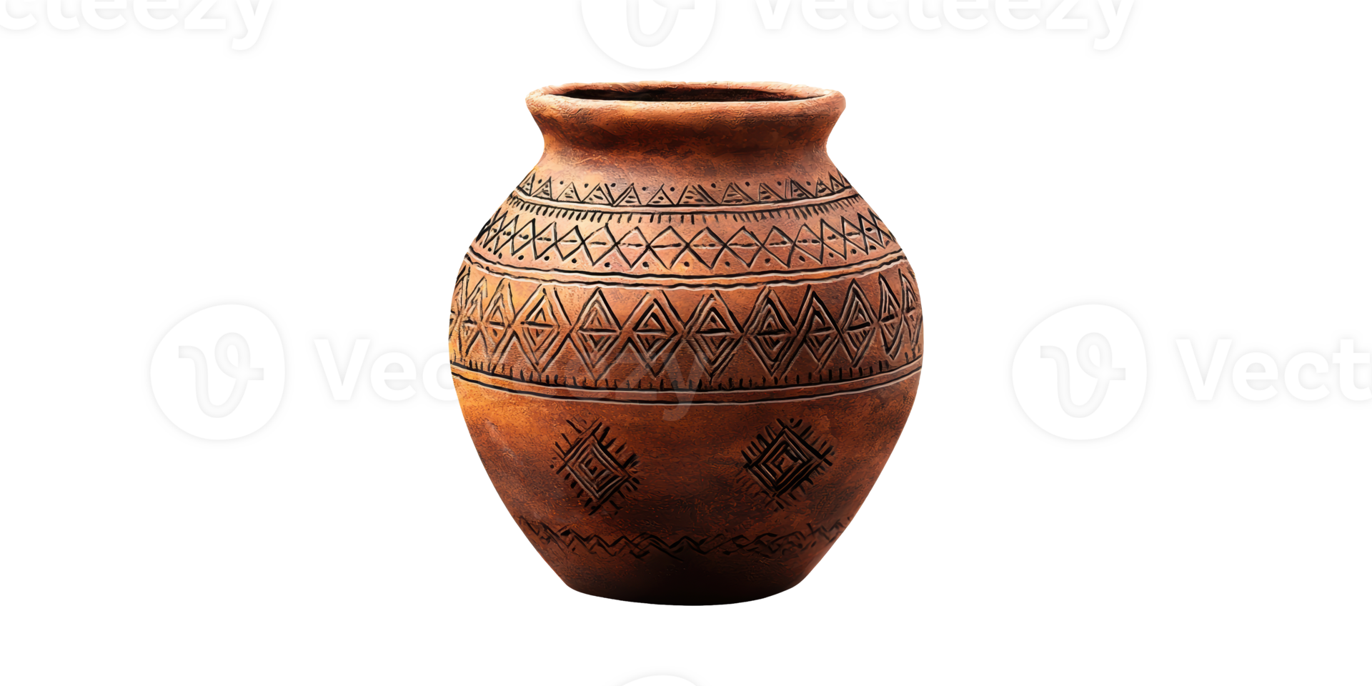 Traditional Clay Pot With Intricate Geometric Patterns. Cultural Heritage And Craftsmanship Isolated On Transparent Background png