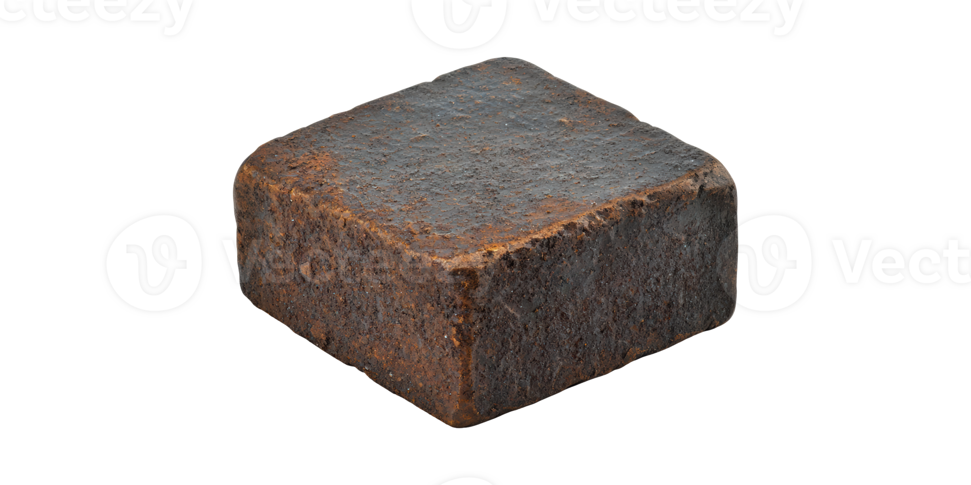 Rusty Metal Cube. Industrial Material And Corrosion Concept Isolated On Transparent Background png