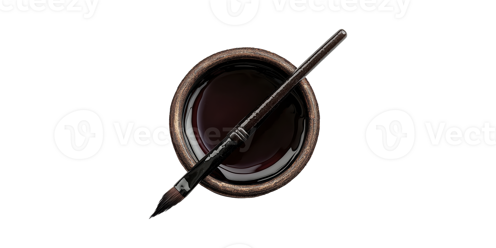 Traditional Calligraphy Brush And Ink Pot. Artistic Tools For Creative Expression Isolated On Transparent Background png
