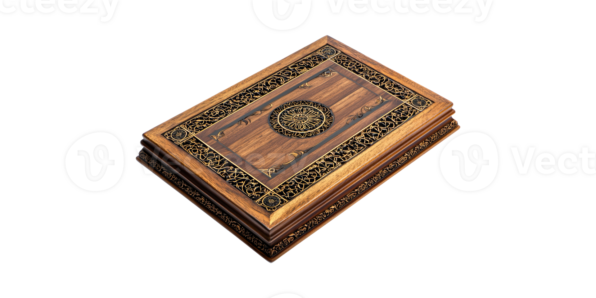 Intricately Carved Wooden Box With Ornate Design. Decorative Storage And Gift Box Isolated On Transparent Background png