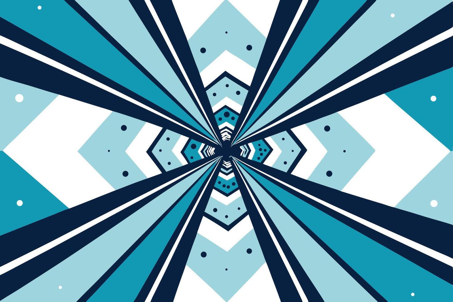 Abstract tunnel vision with converging blue lines and geometric shapes pattern art vector