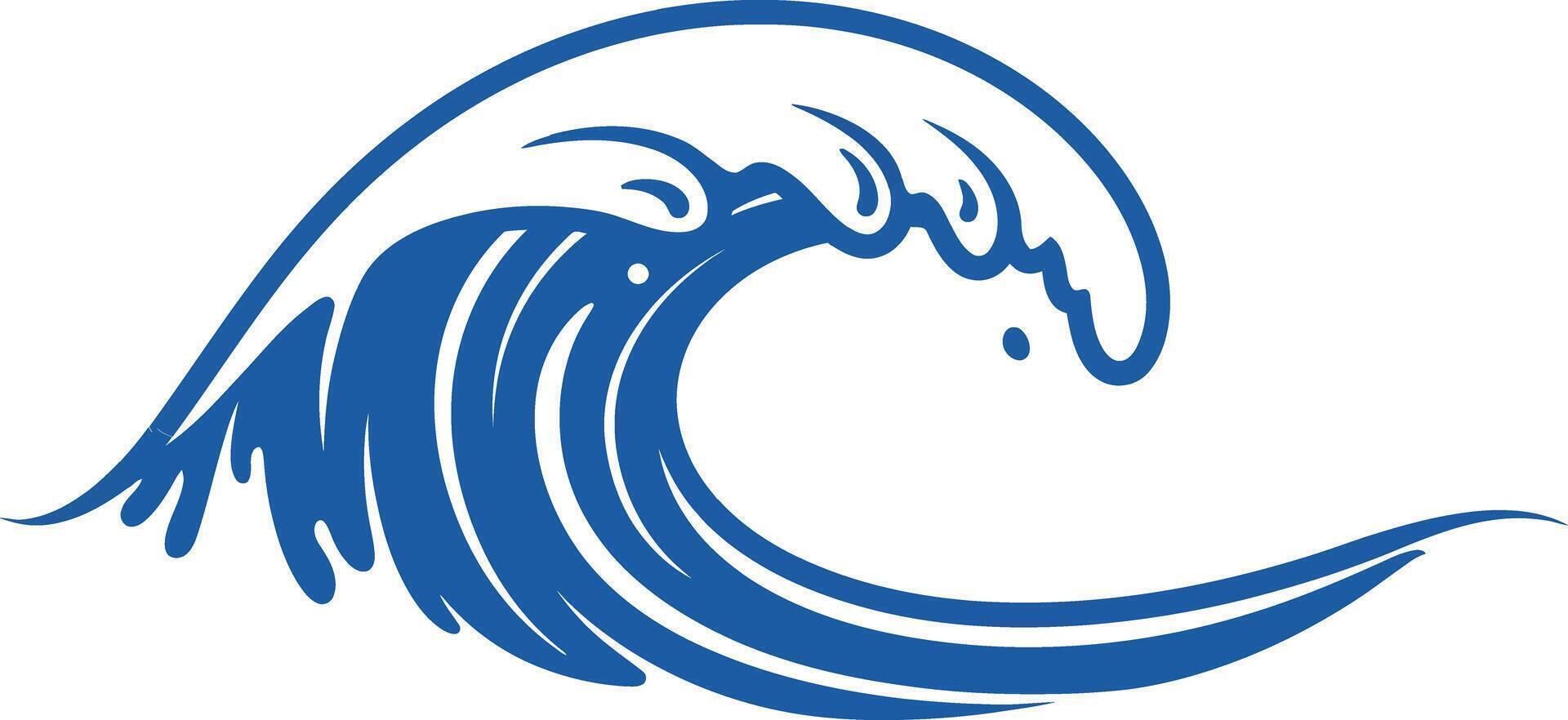 Blue ocean wave simple stylized symbol for water and sea inspiration design elements vector