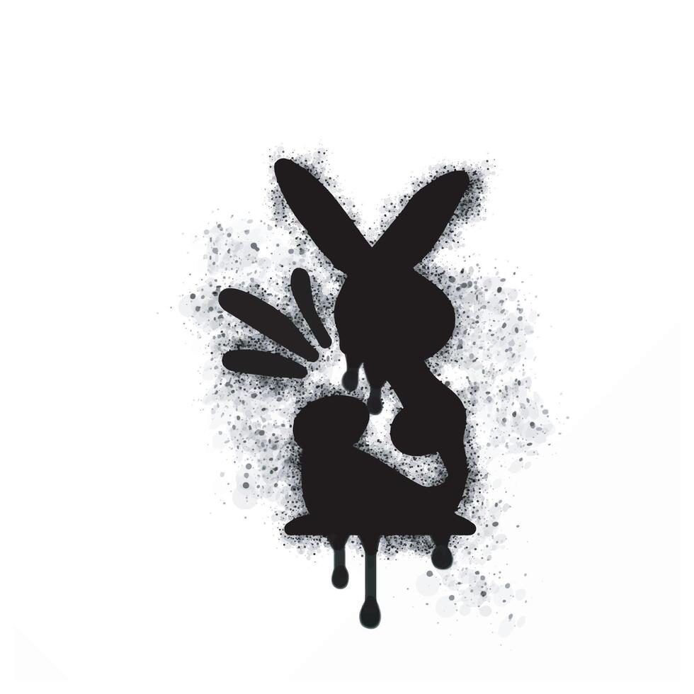 graffiti rabbit sprayed black on white. vector