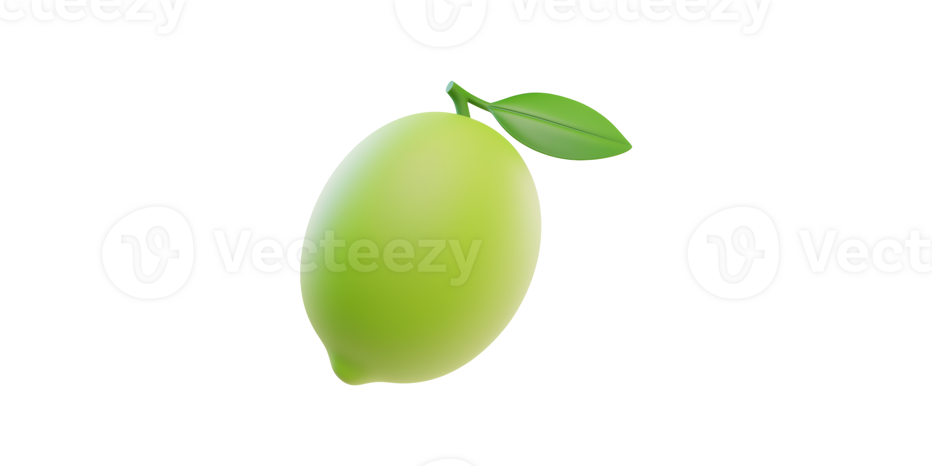 Green Lemon With Leaf. Fresh Citrus Fruit Symbolizing Health And Vitality Isolated On Transparent Background png