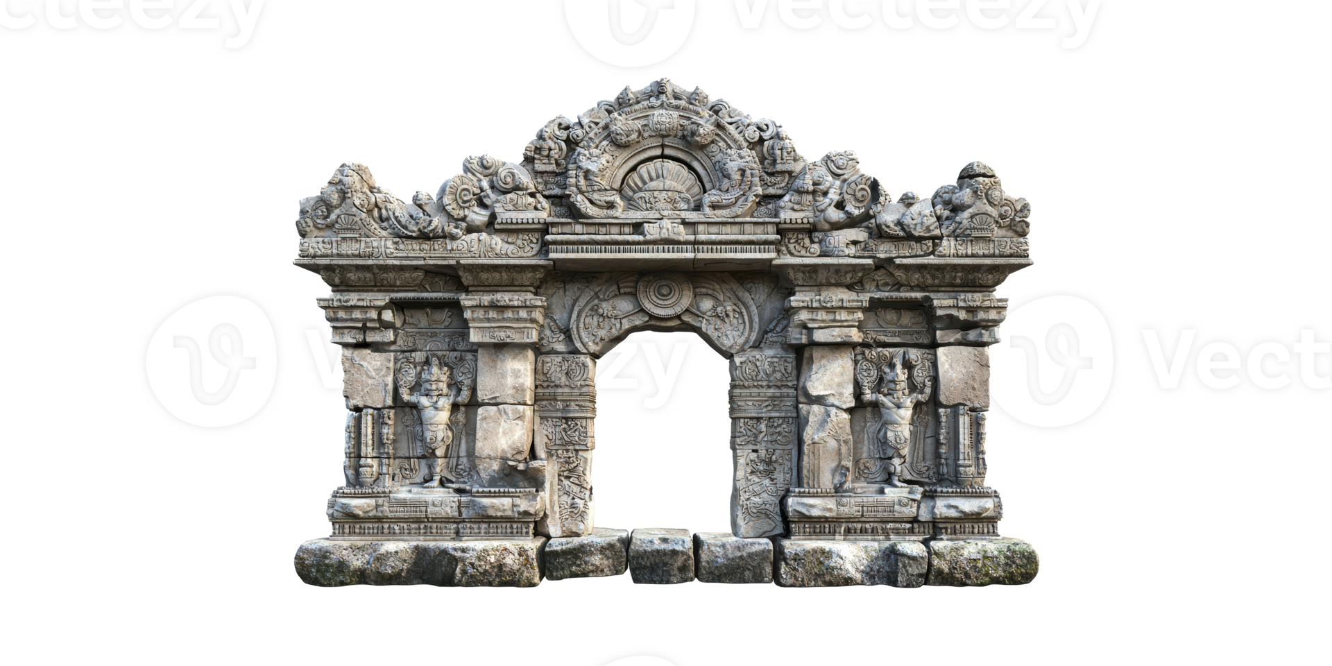Ancient Stone Temple Gateway With Intricate Carvings. Cultural Heritage And Architectural Artistry Isolated On Transparent Background png