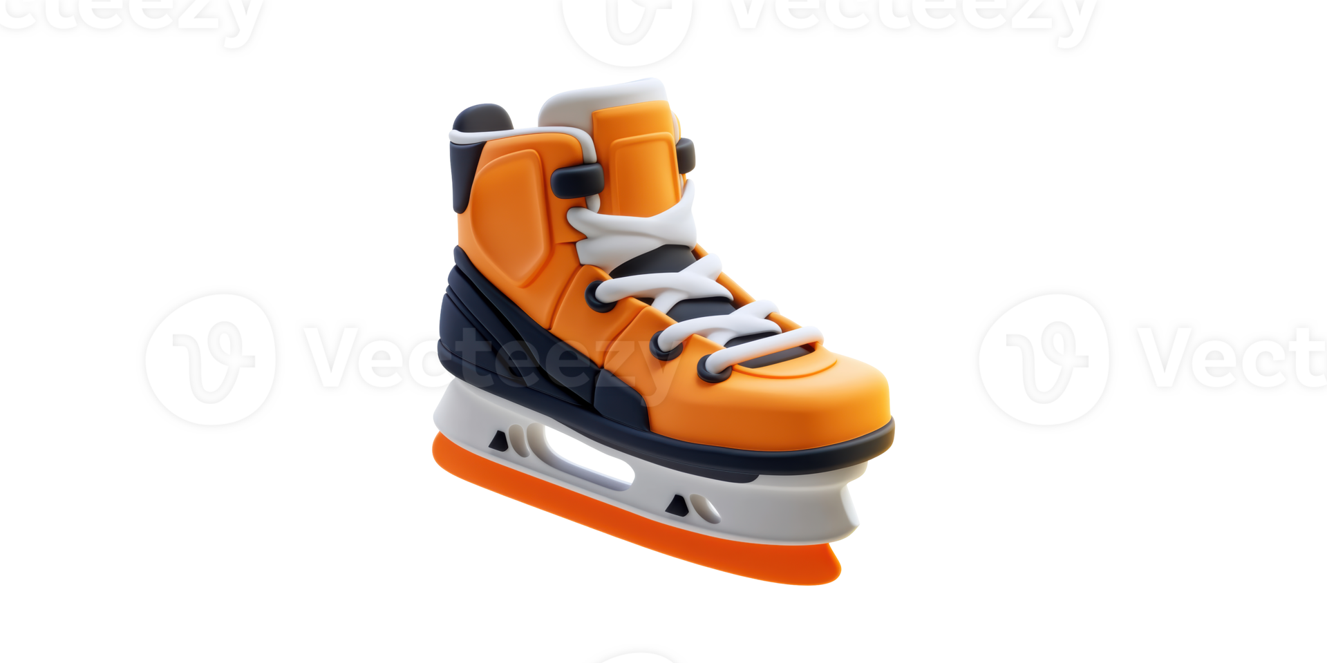 Orange Ice Skate Boot Illustration. Winter Sports Equipment And Ice Skating Enthusiast Icon Isolated On Transparent Background png