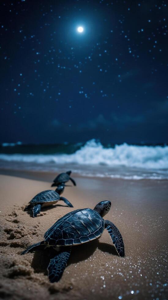 Ocean Beckons Young Turtles photo