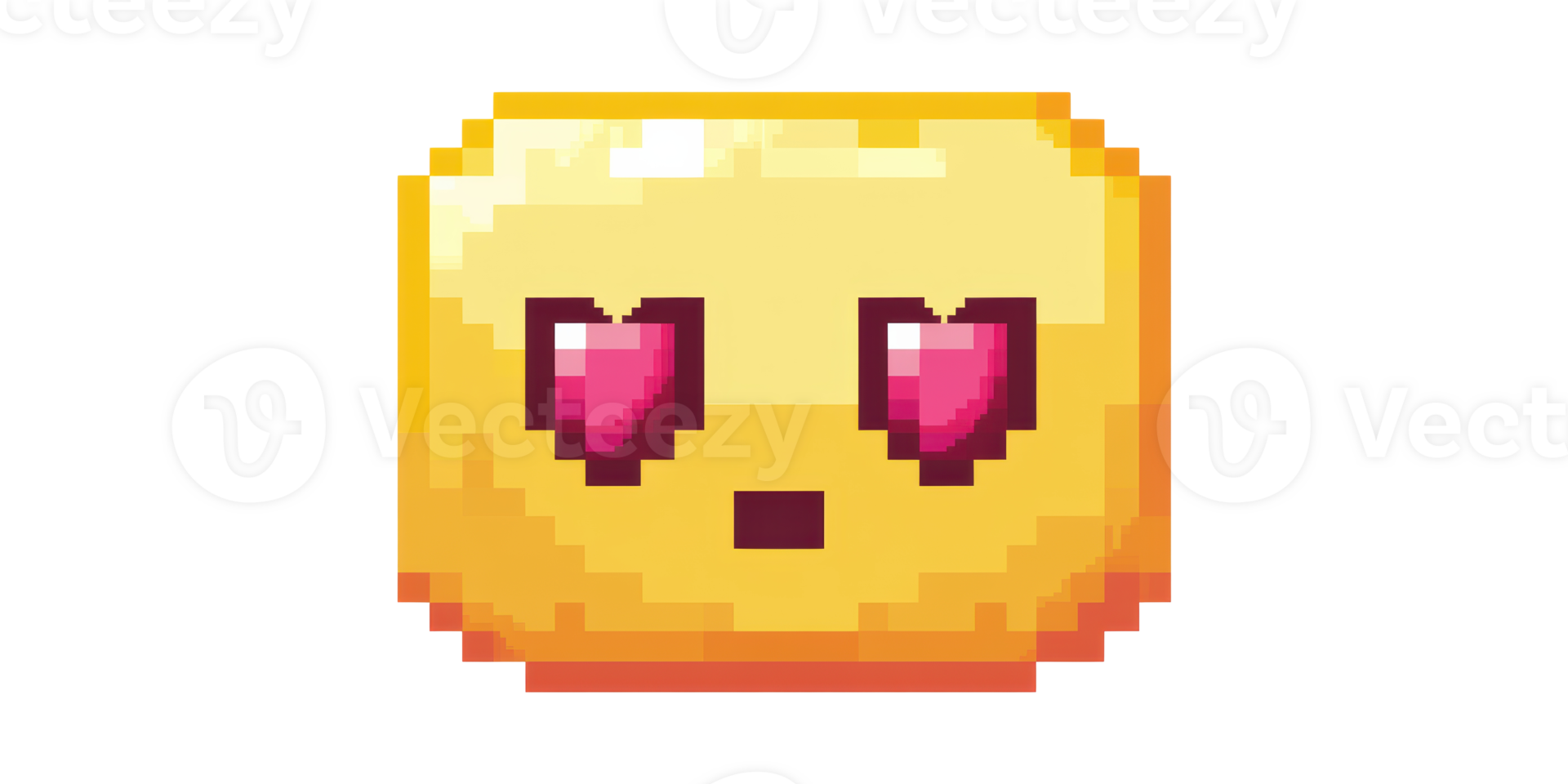 Pixelated Heart-Eyed Emoji Icon. Expressing Love And Admiration In Retro Style Isolated On Transparent Background png