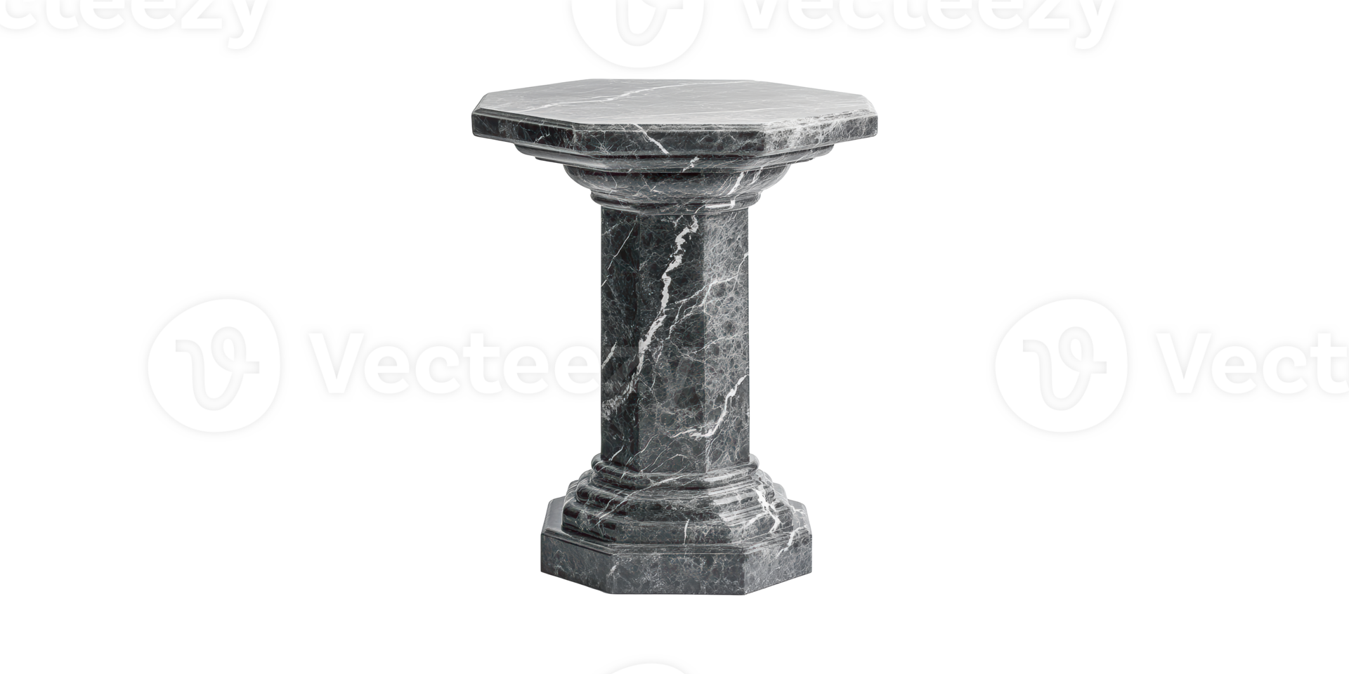 Marble Pedestal Column With Octagonal Top. Elegant Display Stand For Art And Decor Isolated On Transparent Background png