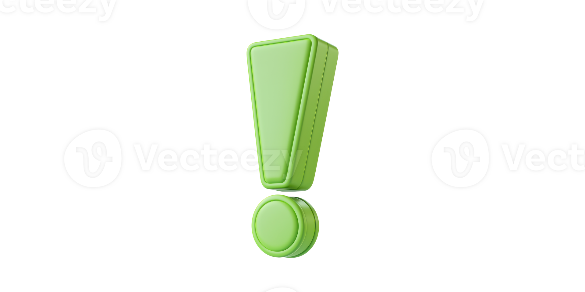 3D Green Exclamation Mark Icon. Symbol Of Alert, Attention, And Notification Isolated On Transparent Background png
