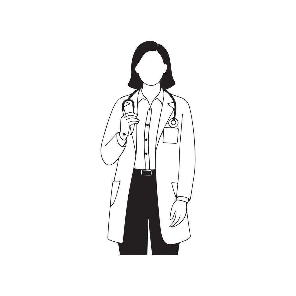line art of a doctor vector