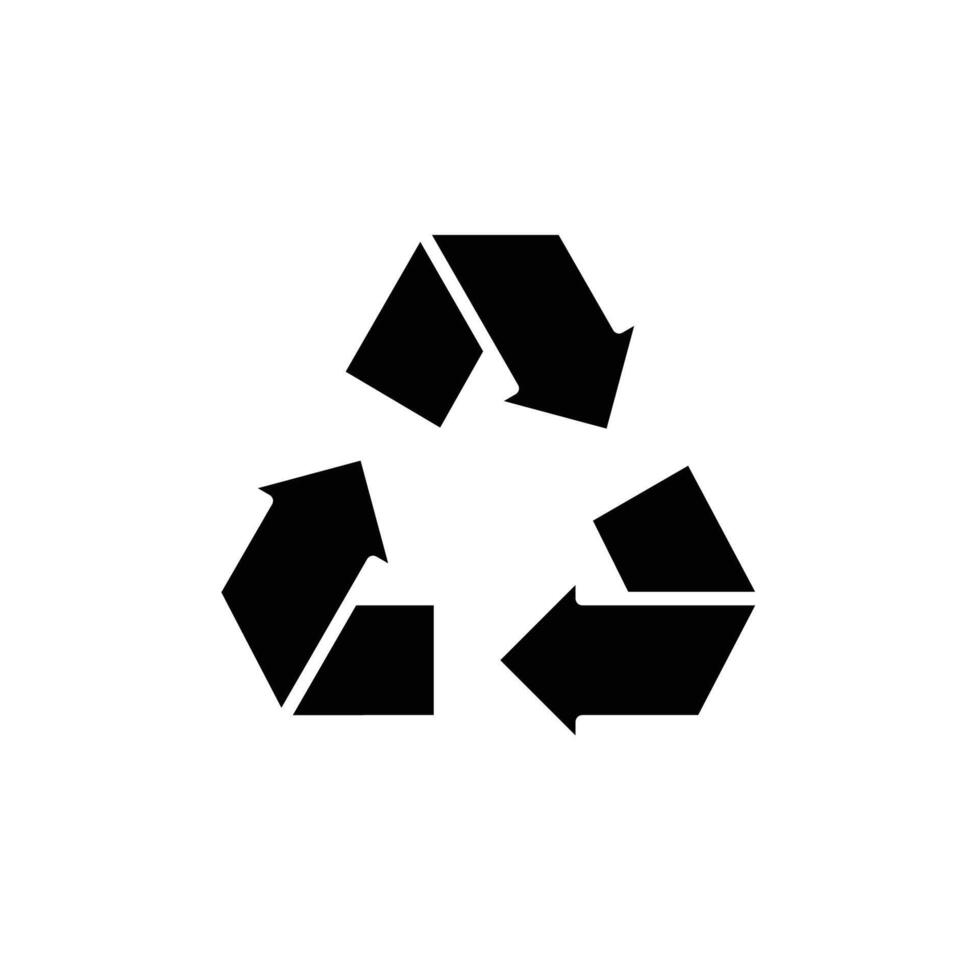 Recycle solid style. Eco friendly practices, suitable for environmental initiatives and sustainability projects concept. Black silhouette, glyph symbol. Illustration isolated. vector