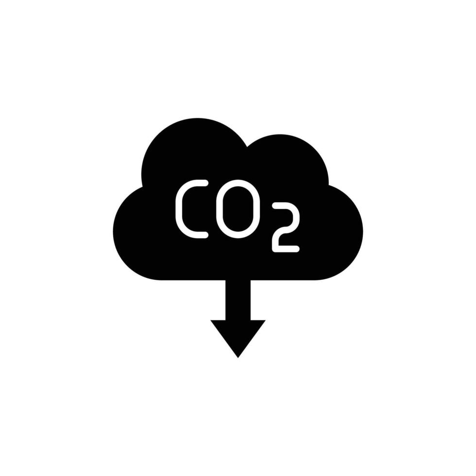 Carbon absorbing solid style. CO2 emissions, carbon dioxide reduction, low, reduce, neutral, environment concept. Black silhouette, glyph symbol. Illustration isolated. vector