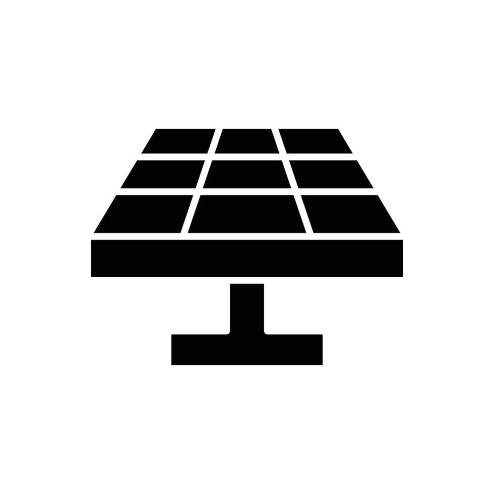 Solar panel solid style. Solar power, sun, renewable energy, cell, heat, light, battery, electric, technology concept. Black silhouette, glyph symbol. Illustration isolated. vector
