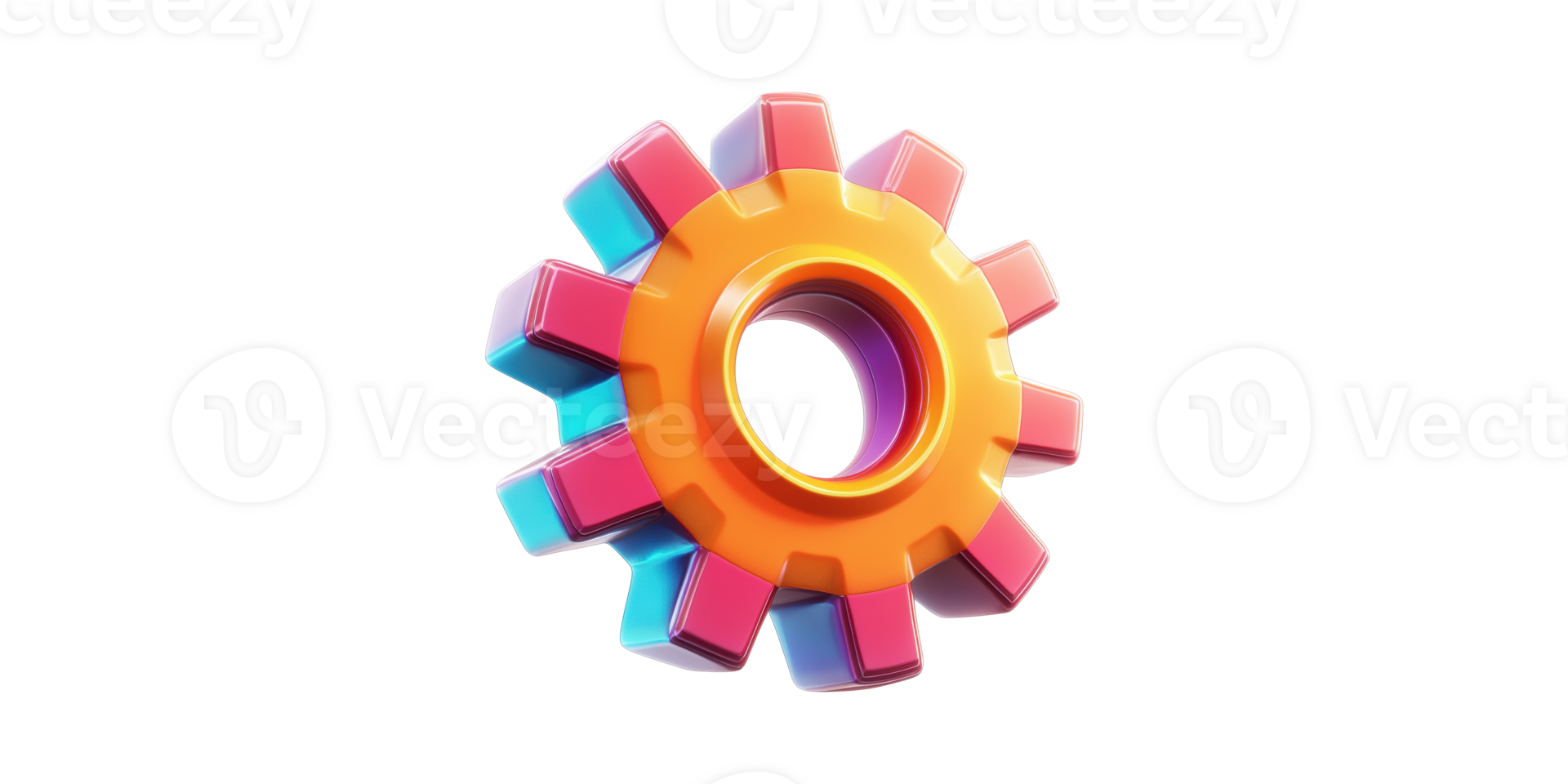 Colorful 3D Gear Icon. Symbolizes Technology And Innovation Isolated On Transparent Background png