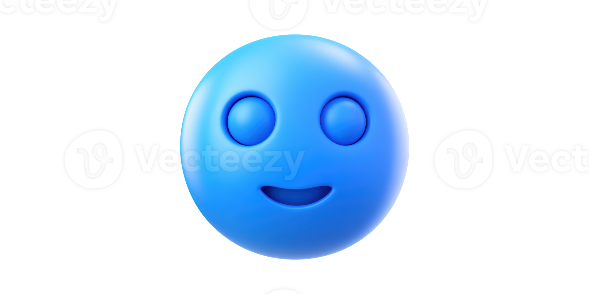Blue Smiling Emoji Icon. Symbol Of Happiness And Digital Communication Isolated On Transparent Background png